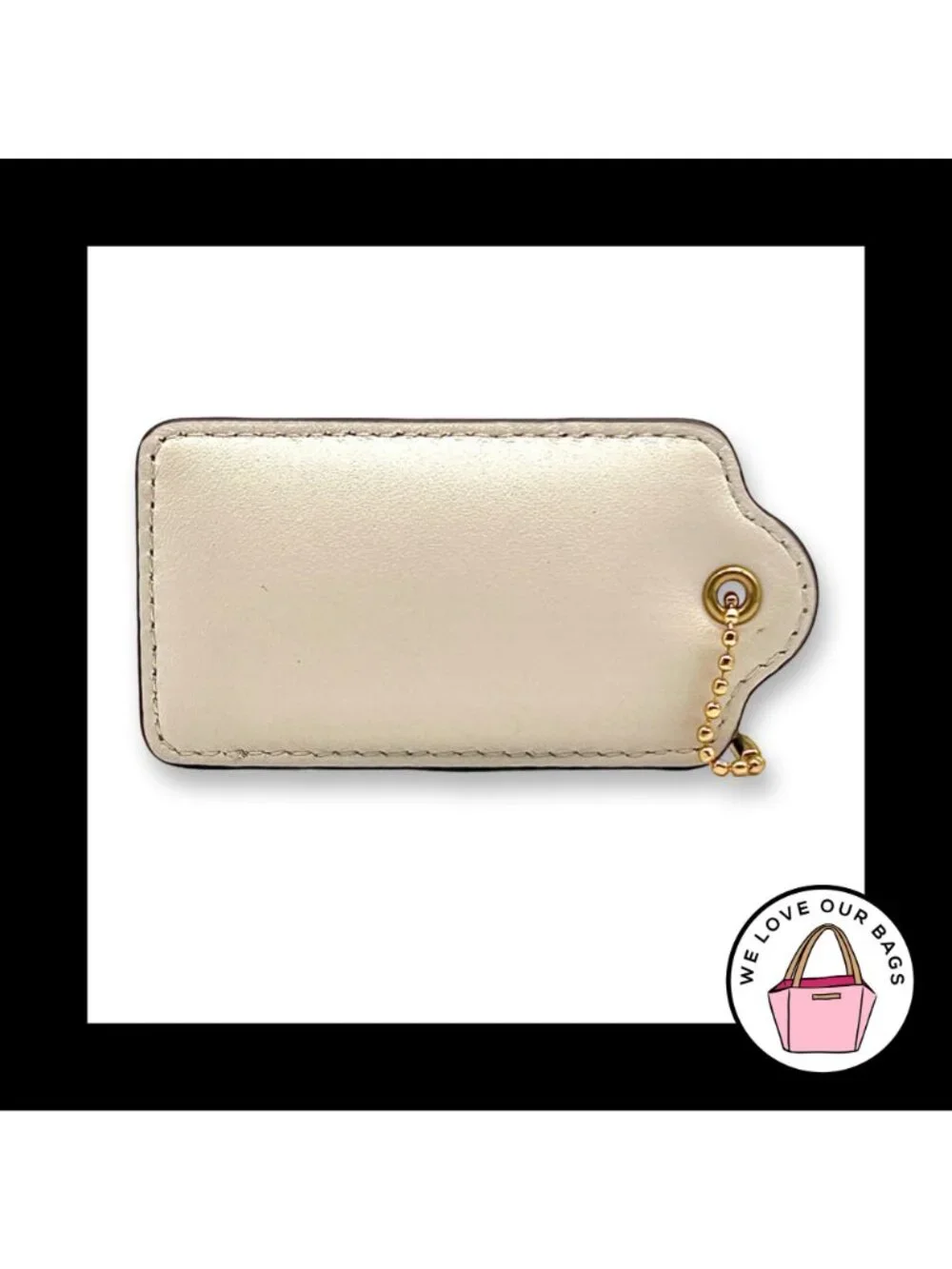 3.75" COACH TABBY PILLOW Puffy Hang Tag Vanilla Leather Fob Bag Charm Keychain - Picture 2 of 4